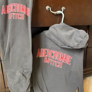 Abercrombie & Fitch Charcoal Hoodie with Red Logo